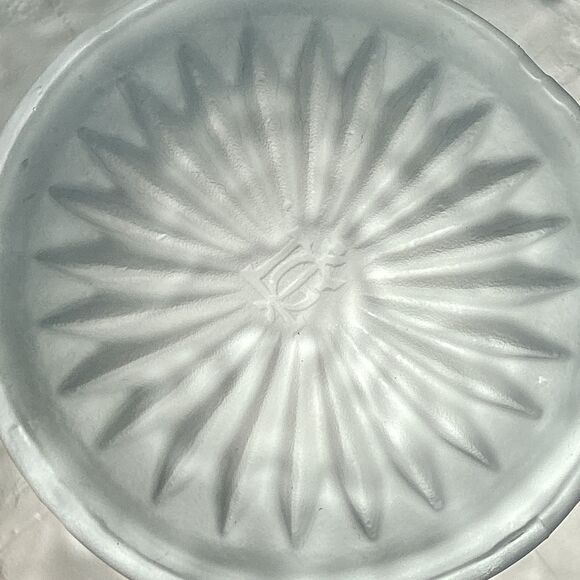 Imperial Glass Light Blue Candy Dish Satin Impressed Pansy Nappy Textured Handle - Picture 14 of 15